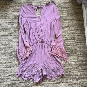 Cover Stitched Purple Lace Romper